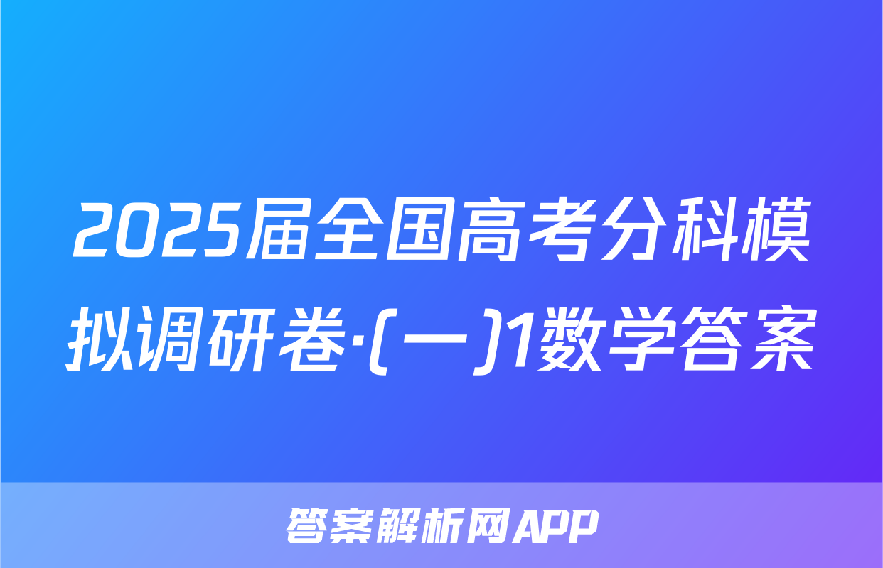 2025届全国高考分科模拟调研卷·(一)1数学答案