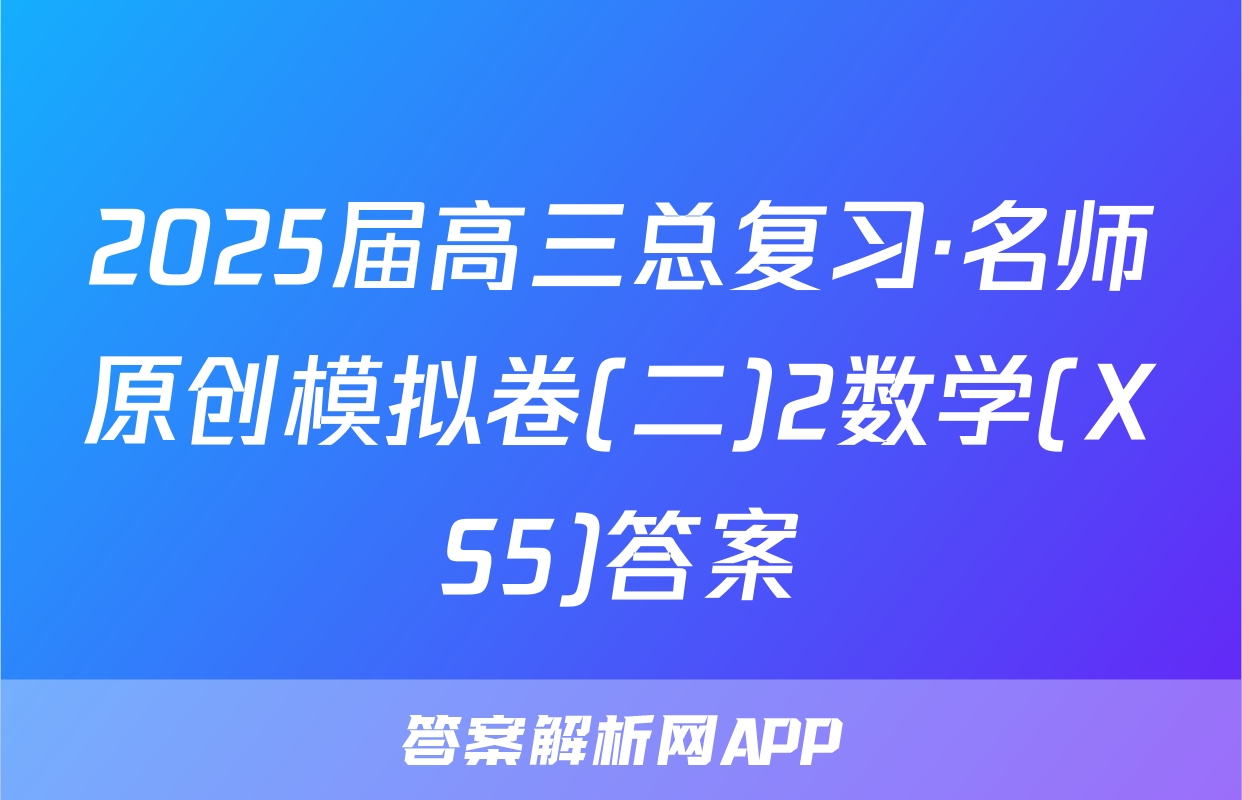 2025届高三总复习·名师原创模拟卷(二)2数学(XS5)答案