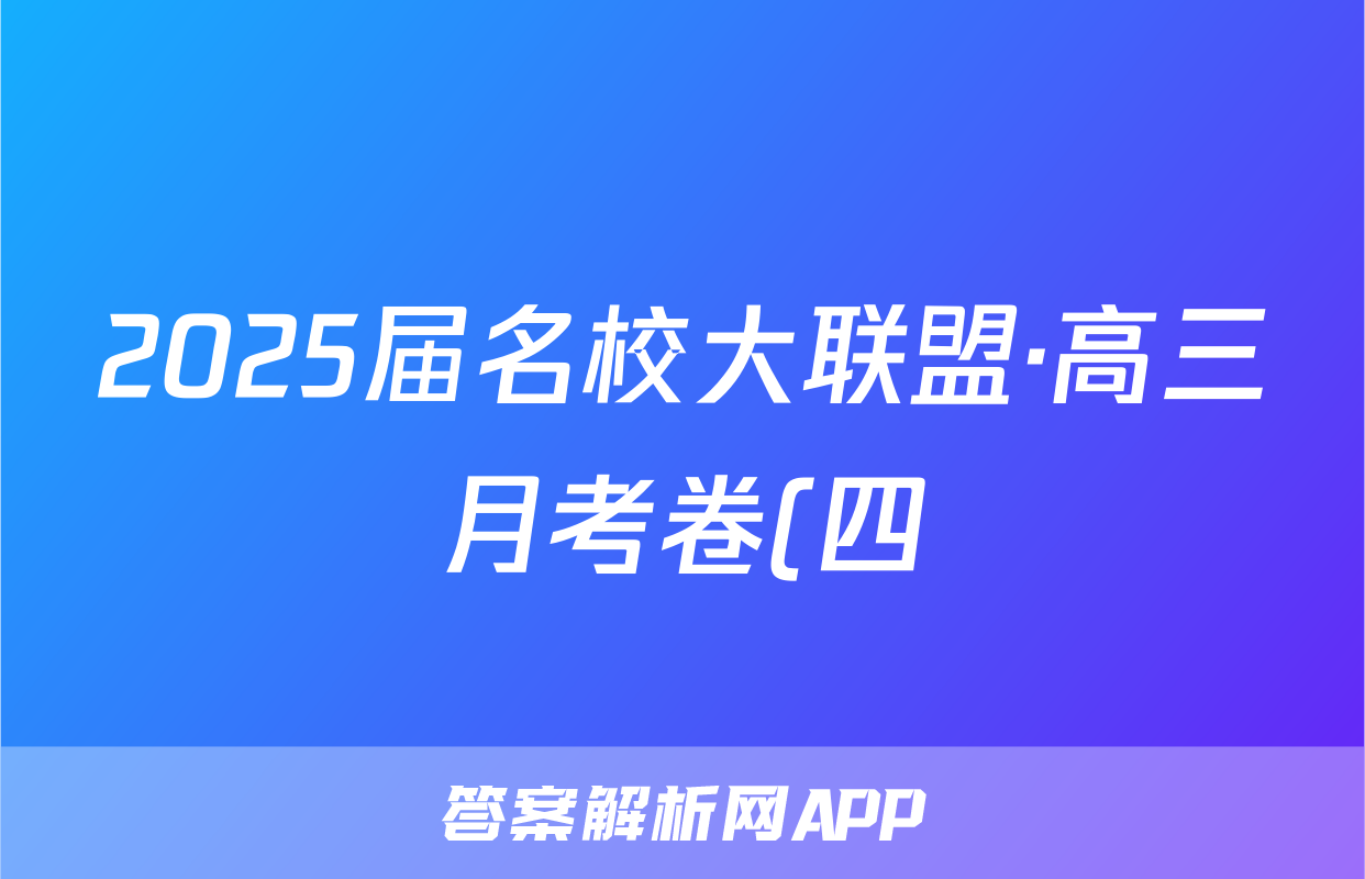 2025届名校大联盟·高三月考卷(四)4地理试题