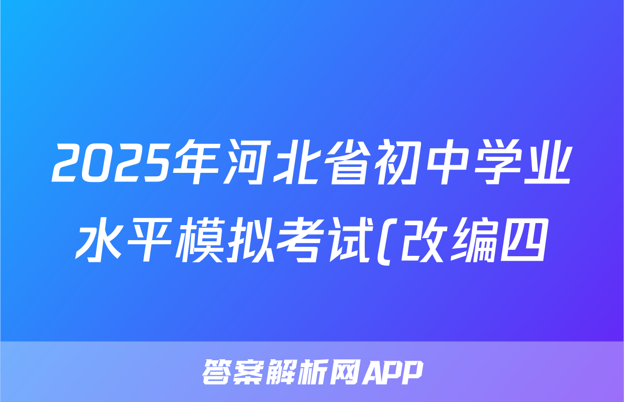 2025年河北省初中学业水平模拟考试(改编四)化学试题