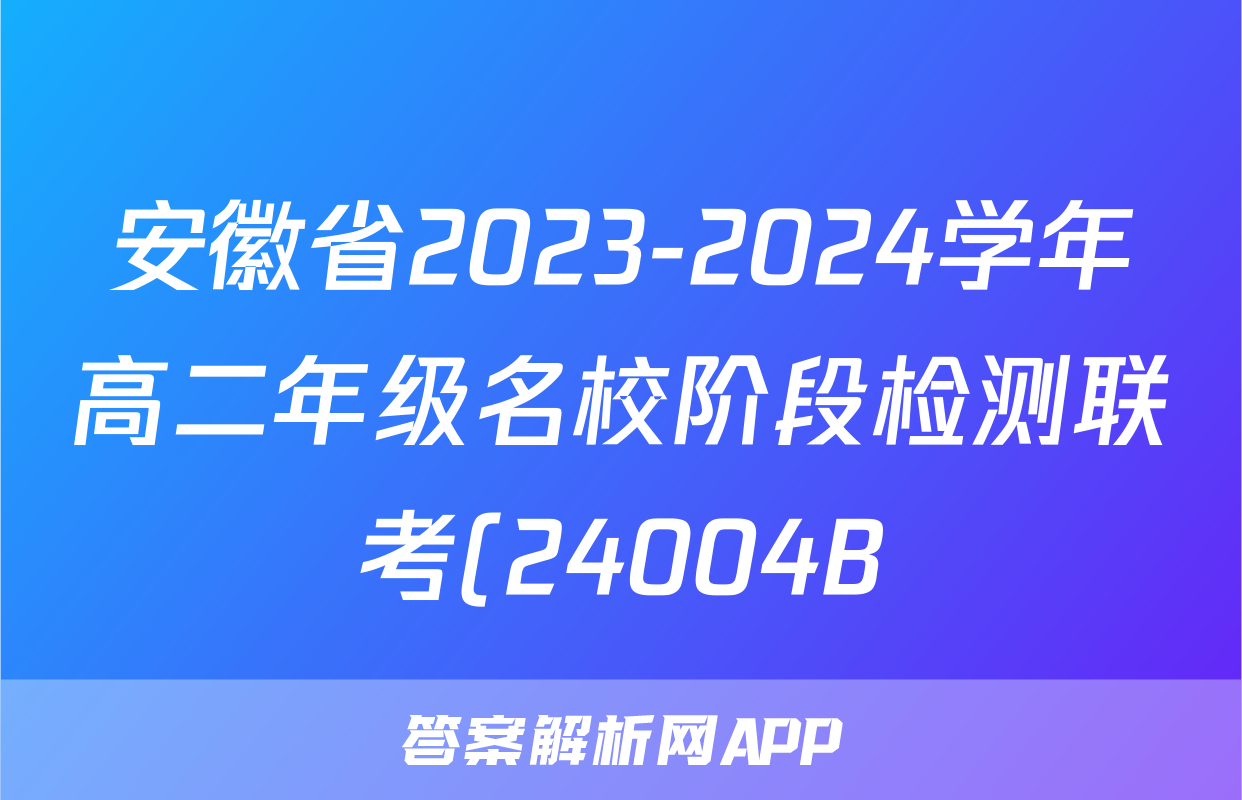 安徽省2023-2024学年高二年级名校阶段检测联考(24004B)x物理试卷答案