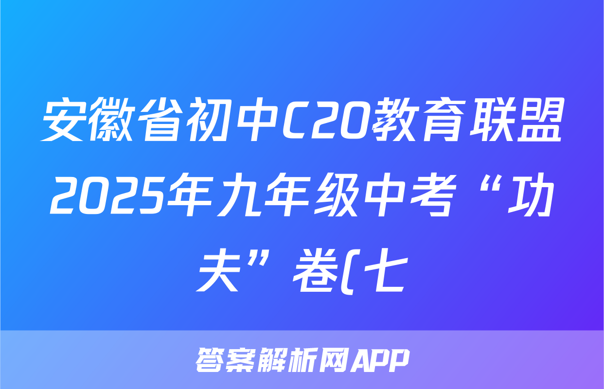 安徽省初中C20教育联盟2025年九年级中考“功夫”卷(七)7语文试题