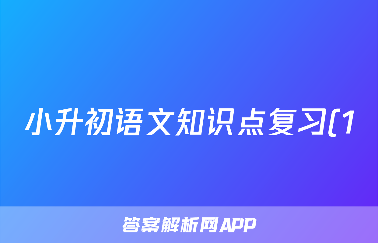 小升初语文知识点复习(1)