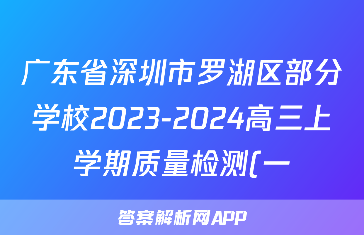 广东省深圳市罗湖区部分学校2023-2024高三上学期质量检测(一)数学试卷及答案