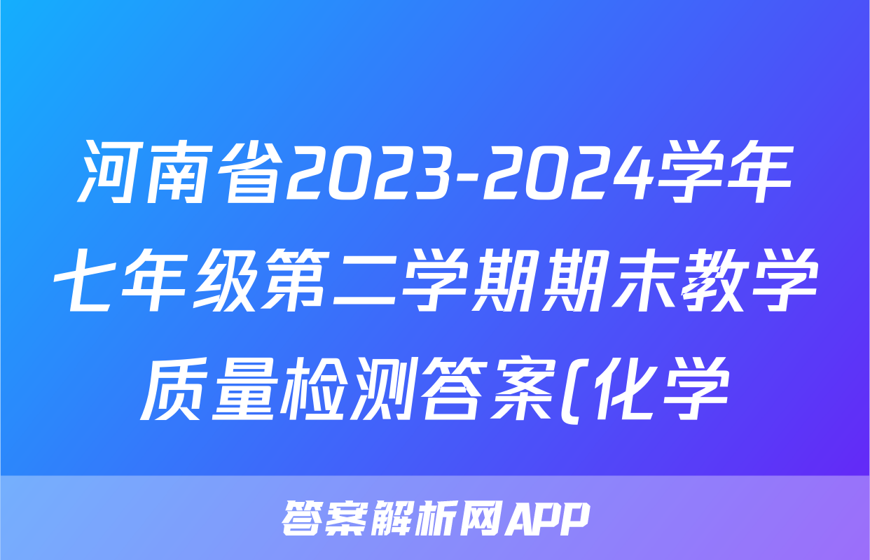 河南省2023-2024学年七年级第二学期期末教学质量检测答案(化学)