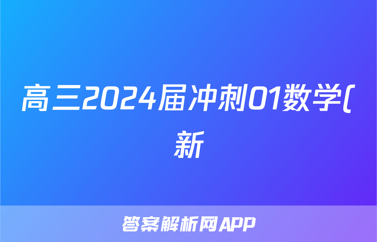 高三2024届冲刺01数学(新)试题